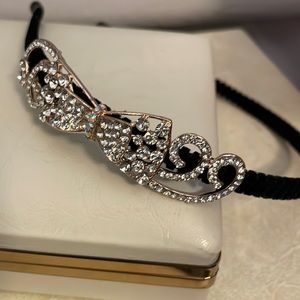 Bling Bow Black & Gold Skinny Headband